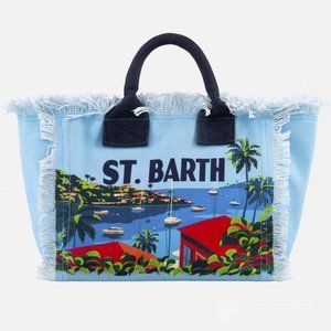 MC2 Saint Barth Colette canvas handbag with St. Barth postcard print